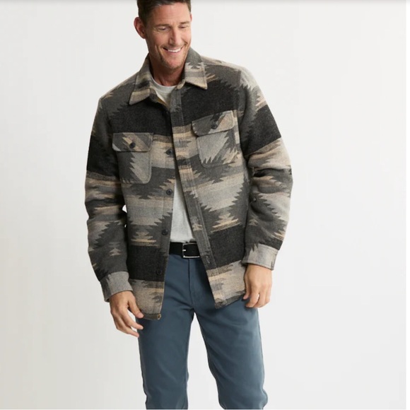 Jachs New York Tan Aztec Sherpa Lined Wool Jacket - Size Large - Picture 1 of 9
